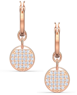 image of Swarovski Rose Gold-Tone Crystal Coin Convertible Hoop Earrings