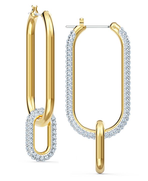 Gold and Clear Convertible 2-in-1 Swarovski Stud Earrings main image 0
