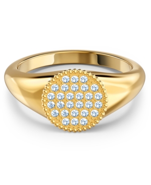 image of Swarovski Gold-Tone Crystal Signet Ring