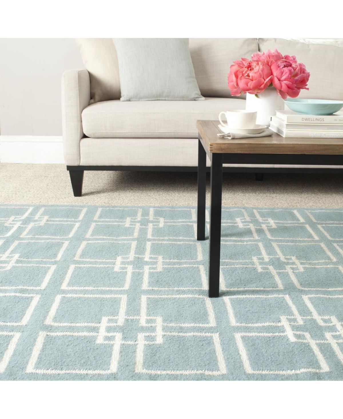 Martha Stewart Collection Square Dance MSR1151BArea Rug - Aqua