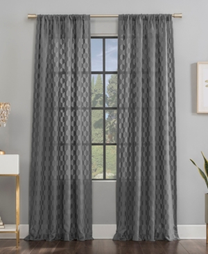 Scott Living Verge 52" X 96" Geometric Clipped Jacquard Curtain Panel In Gray