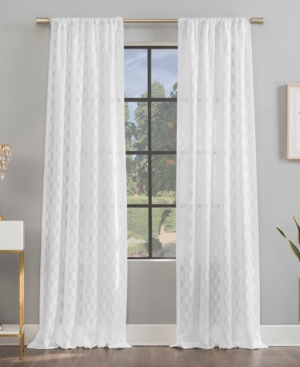 Scott Living Verge 52" X 96" Geometric Clipped Jacquard Curtain Panel In White