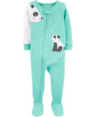 Carter's - Baby Girls Panda Dot Footed Cotton Pajamas