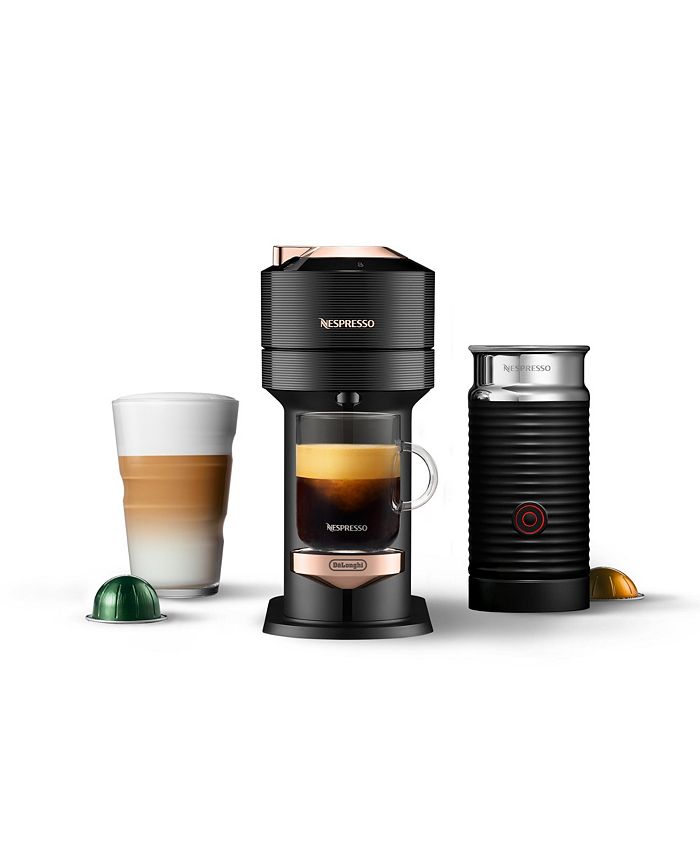 Nespresso Vertuo Next Premium Coffee and Espresso Maker by DeLonghi, Black Rose Gold with Aeroccino Milk - Macy's