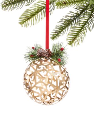 Holiday Lane - Christmas Cheer Borwn Ball Ornament