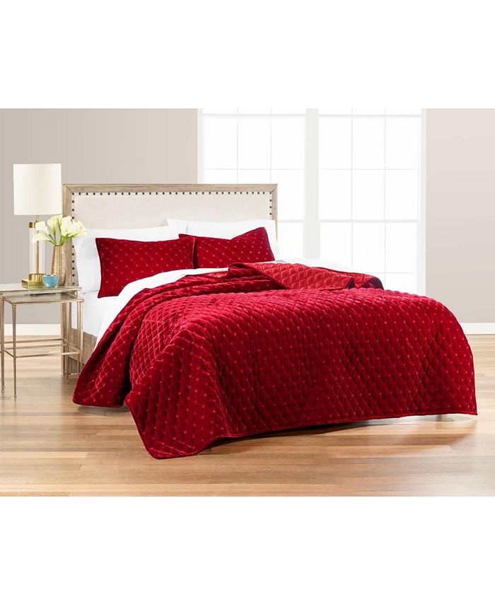 Martha Stewart Collection Diamond Tufted Velvet Twin/Twin XL Quilt