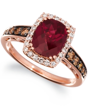 image of Le Vian Creme Brulee Raspberry Rhodolite (2-1/3 ct. t.w.) & Diamond (3/8 ct. t.w.) Ring in 14k Rose Gold