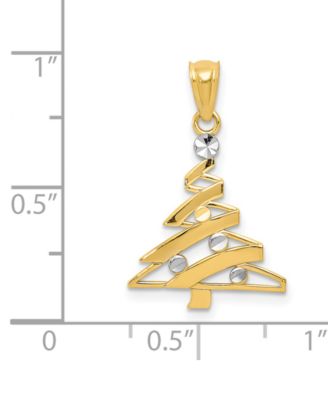 Two-Tone Modern Christmas Tree Charm Pendant in 14k Gold