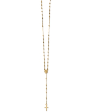 image of Cross Rosary Lariat Necklace in 14k Gold, 17