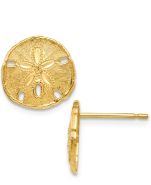 image of Textured Sand Dollar Stud Earrings in 14K Yellow Gold