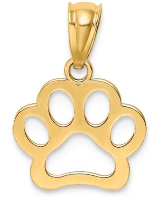 Paw Print Openwork Charm Pendant in 14k Yellow Gold
