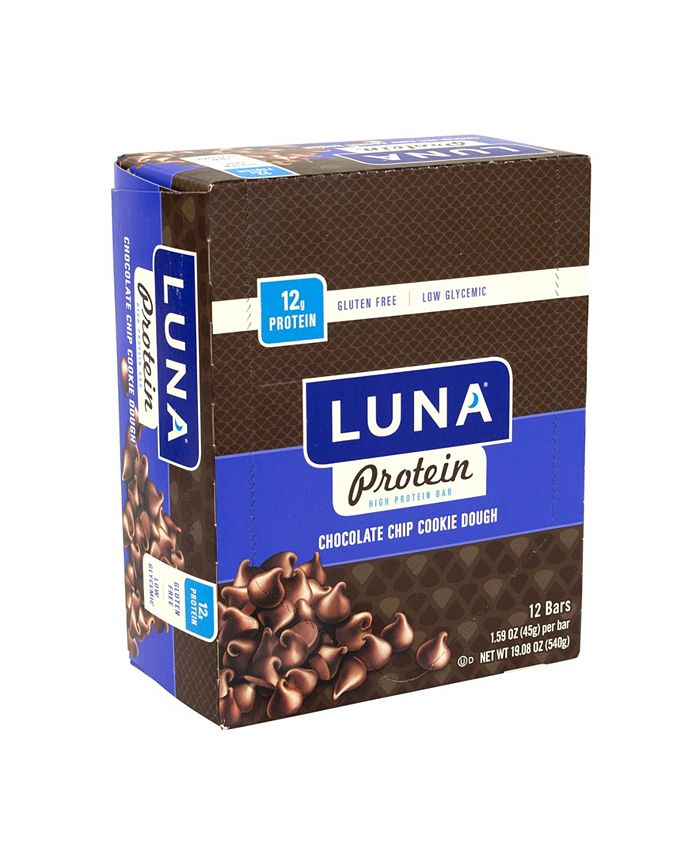 LUNA Bars Luna Protein Bar Chocolate Chip Cookie Dough, 1.59 oz, 12