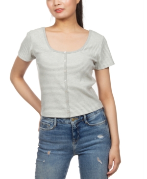 image of Hippie Rose Juniors- Striped Crop Top