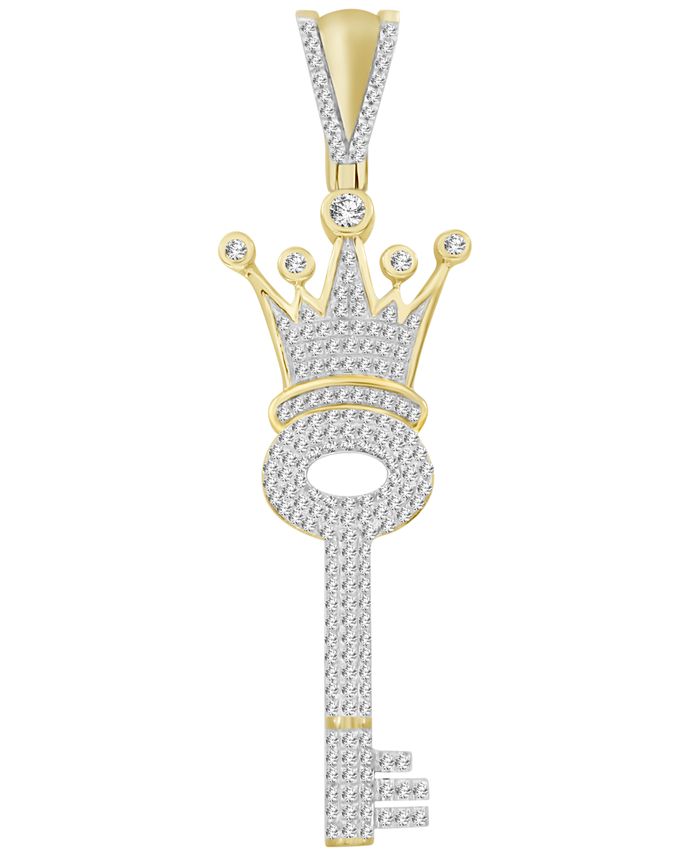Macy's - Men's Diamond (5/8 ct. t.w.) Crown Key Pendant in 10k Yellow Gold