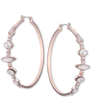 image of Guess Rose Gold-Tone Large Multi-Crystal Hoop Earrings, 2.75