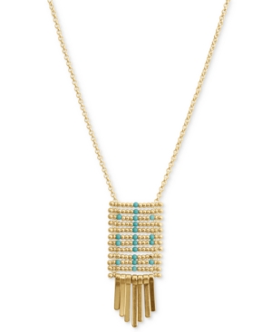 image of Lucky Brand Gold-Tone Beaded Mesh Fringe Pendant Necklace, 18