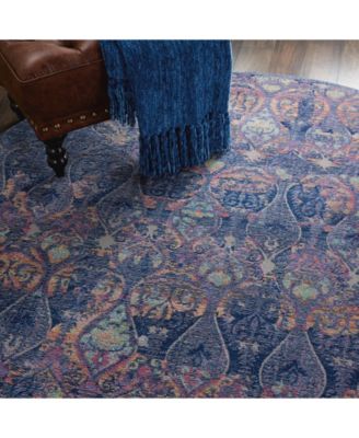 Ankara Global ANR08 Navy and Multi 6' Round Rug