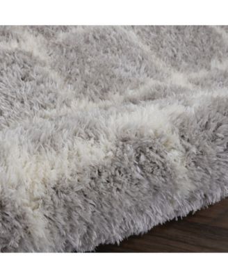 Luxe Shag LXS02 Gray and Ivory 8'2" x 10' Area Rug