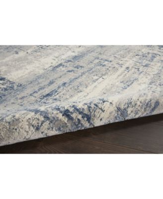 Rustic Textures RUS10 Ivory and Blue 5'3" x 7'3" Area Rug