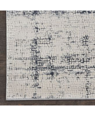 Rustic Textures RUS06 Ivory and Blue Rug