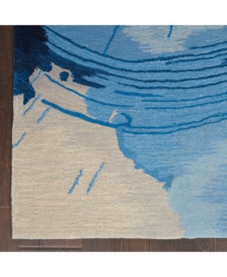 Symmetry SMM01 Blue and Ivory 7'9" x 9'9" Area Rug