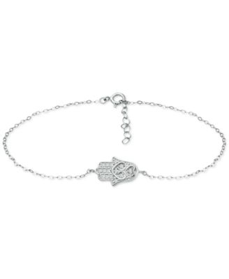 Cubic Zirconia Hamsa Hand Ankle Bracelet, Created for Macy's