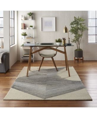 Symmetry SMM06 Ivory and Gray 5'3" x 7'9" Area Rug