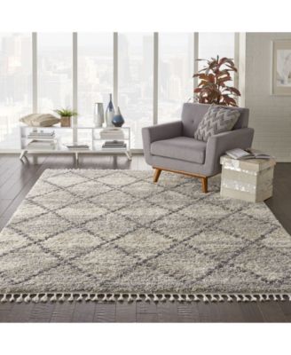 Oslo Shag OSL01 Ivory and Gray 7'10" x 10'6" Area Rug