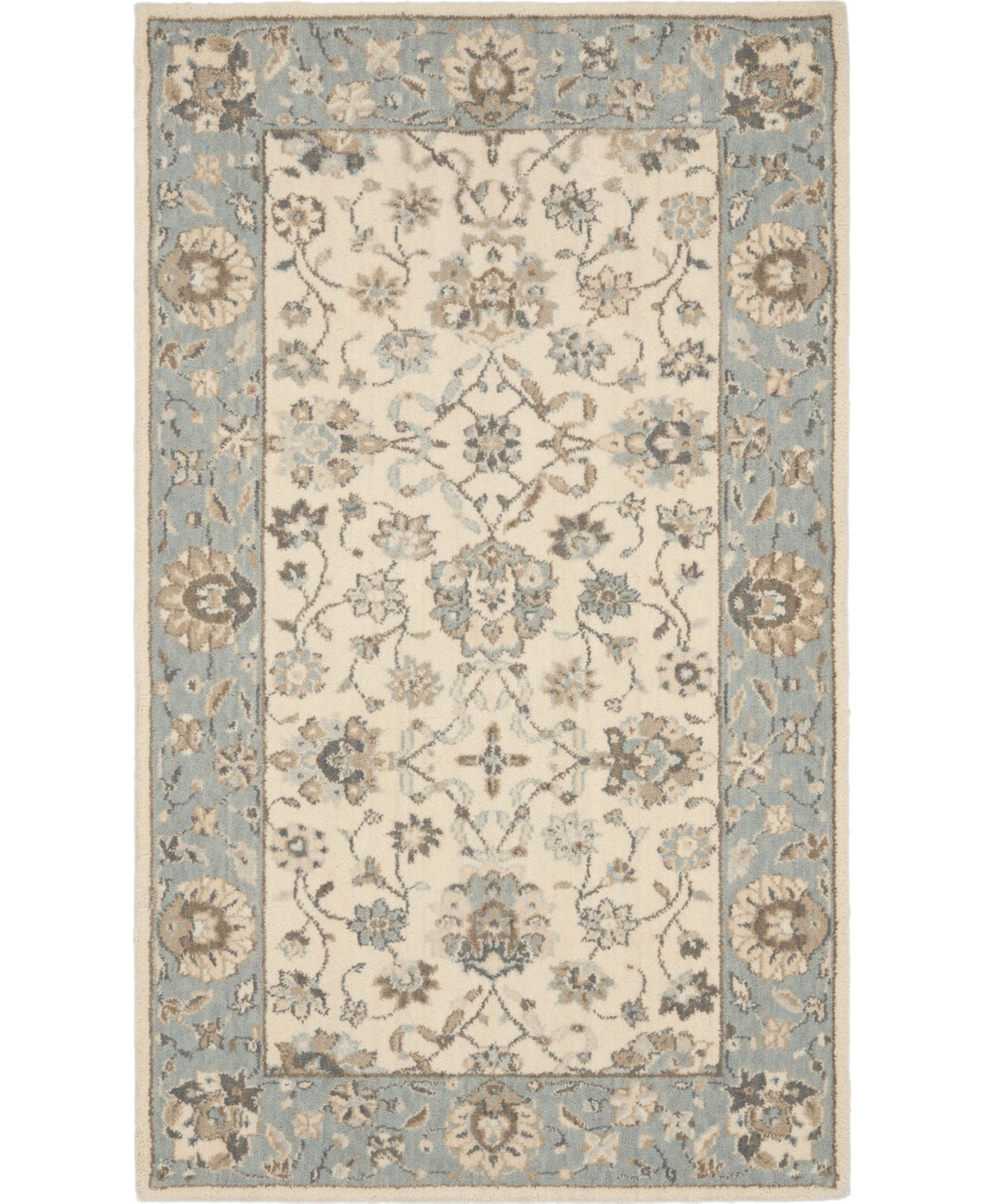 Nourison Home Living Treasures LI16 Ivory and Aqua 2'6" x 4'3" Area Rug