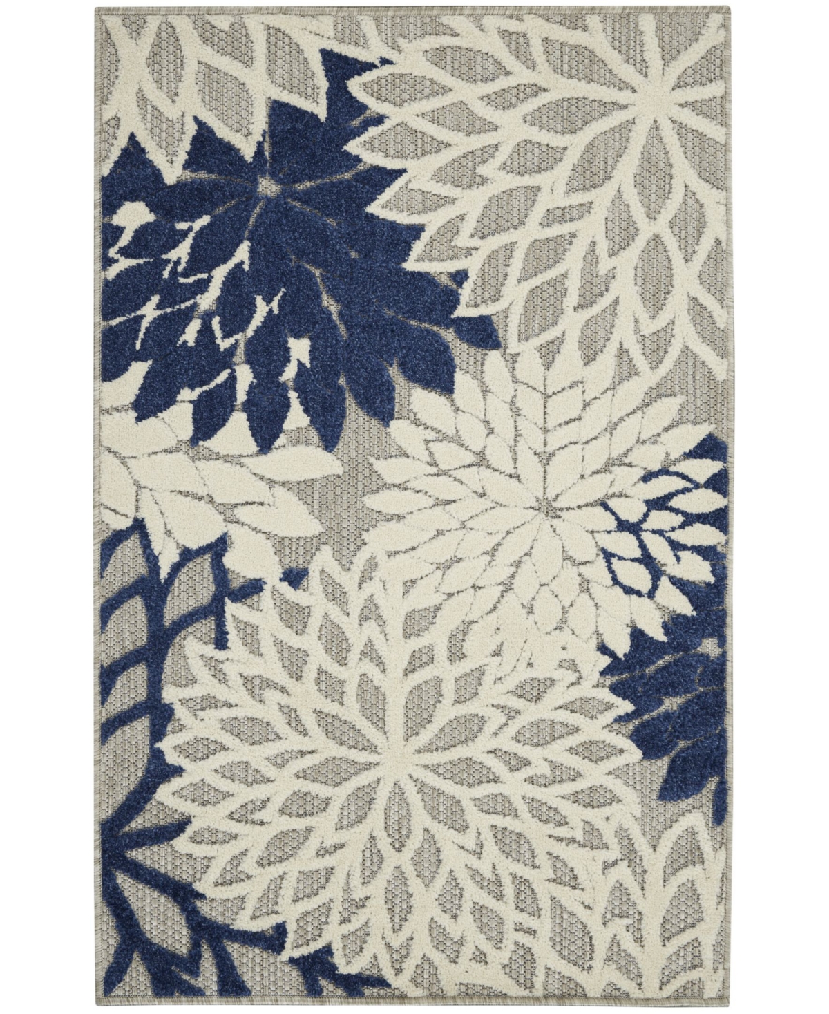 Nourison Aloha Alh05 Ivory And Navy 2'8" X 4' Outdoor Area Rug In Ivory/cream