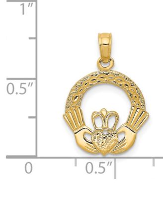 Claddagh Charm Pendant in 14K Yellow Gold