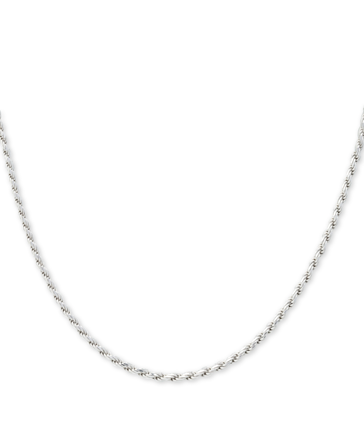 Sterling Silver Necklace, 18" Diamond Cut Rope Chain - Silver