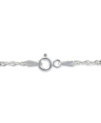 Sterling Silver Ankle Bracelet, Small Beaded Singapore Chain, Created for Macy's