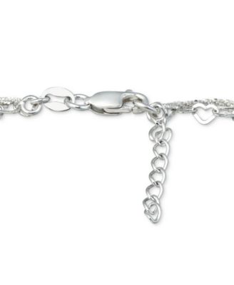 Double Row Heart Ankle Bracelet in 18k Gold-Plated Sterling Silver & Sterling Silver, Created for Macy's