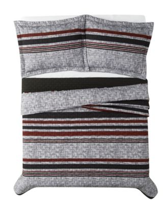 London Fog Warren Stripe 3-Piece Quilt Set, Full/Queen