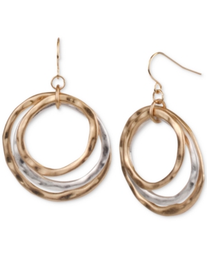 image of Charter Club Two-Tone Triple-Hoop Drop Earrings, Created for Macy-s