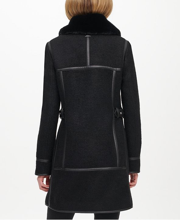 Anthracite Faux Fur Long Denim Coat 18098