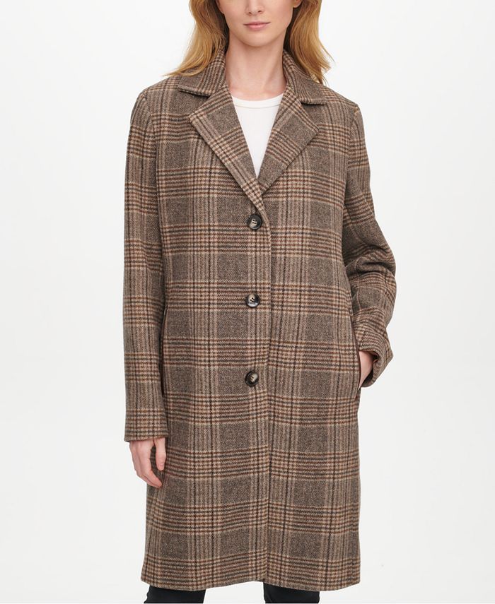 DKNY Plaid Walker Coat, Created for Macy's - Macy's