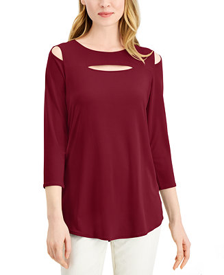 Alfani Front-Cutout Cold-Shoulder Top, Created for Macy's - Macy's