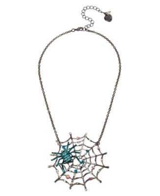 Betsey Johnson Spider Web Pendant Necklace - Macy's