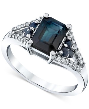 image of Sapphire (2-1/4 ct. t.w.) & Diamond (1/5 ct. t.w.) Ring in 14k White Gold