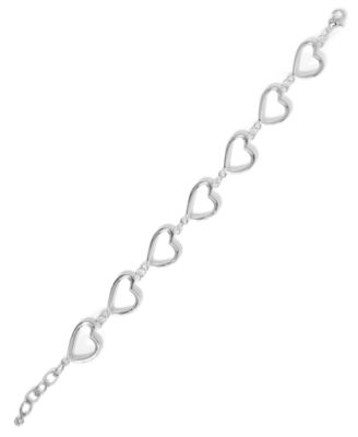 Heart Link Bracelet in Silver Plate or 18k Gold Plate