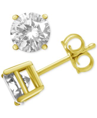 Cubic Zirconia 1/3" Stud Silver Plate Earrings