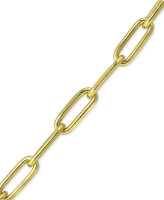 Paperclip Link Ankle Bracelet in Sterling Silver and 18k Over Silver, Created for Macy's