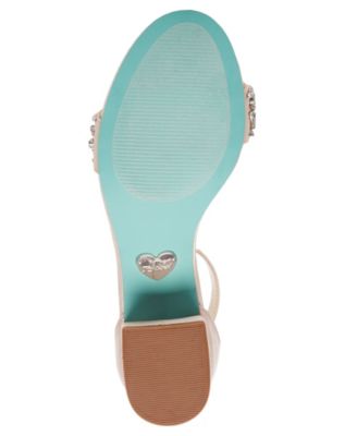 blue by betsey johnson mel bejeweled satin block heel dress sandals