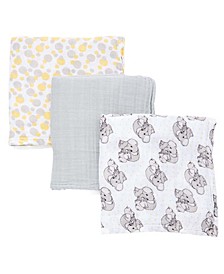 Baby Boys and Girls 3 Piece Coordinating Muslin Swaddling Blankets Set