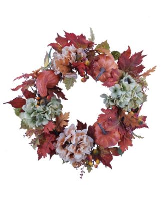 Martha Stewart Harvest Pumpkins and Flowers Wreath, Created for Macy's ...