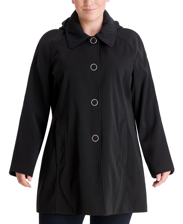 london fog single breasted hooded raincoat