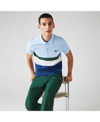 men's slim fit striped contrast collar petit piqué polo