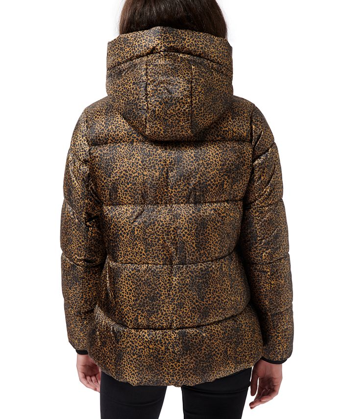 Sam Edelman Leopard-Printed Hooded Puffer Coat - Macy's